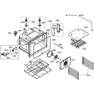 Upper Oven Assy Diagram and Parts List for HBL8650UC 03 Bosch Wall Oven