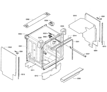 Cabinet Diagram and Parts List for SGE63E05UC 25 Bosch Dishwasher