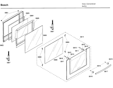 Door Asy Diagram and Parts List for HBL5720UC 01 Bosch Microwave