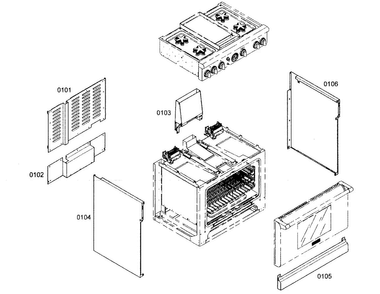 Cabinet Parts Diagram and Parts List for PRG364EDG02  Thermador Range
