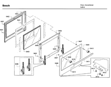 Door Asy Diagram and Parts List for HBL5751UCC 04 Bosch Microwave