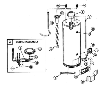 Water Heater Diagram and Parts List for 153336301HA  Kenmore Water Heater