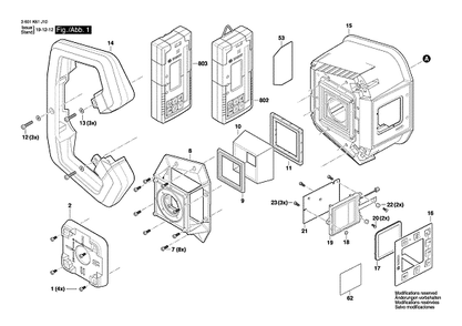 Bosch 3601k61j10 Diagram and Parts List for 3601K61J10  Bosch Laser Level