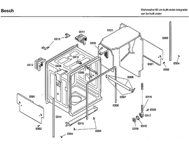 Frame Diagram and Parts List for SHX46L15UC 24 Bosch Dishwasher
