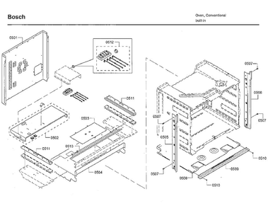 Frame Diagram and Parts List for HBL8752UCC 01 Bosch Microwave Oven Combo