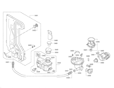 Sump/pump/water Inlet Diagram and Parts List for SHX9ER55UC 01 Bosch Dishwasher