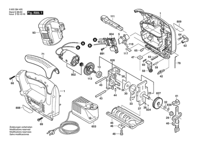 Section 1 Diagram and Parts List for 0603384423  Bosch Jig Saw