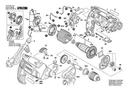 Section 1 Diagram and Parts List for PSB650RA 0603385737 Bosch Hammer Drill