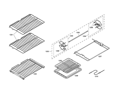 Rotisserie/racks Diagram and Parts List for PODMW301-01  Thermador Wall Oven