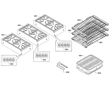 Grates/shelfs Diagram and Parts List for PRD366GHC 09 Thermador Range