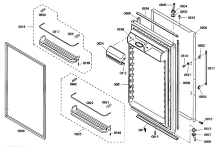 Refrig Door Diagram and Parts List for KBURT3655E01  Thermador Refrigerator