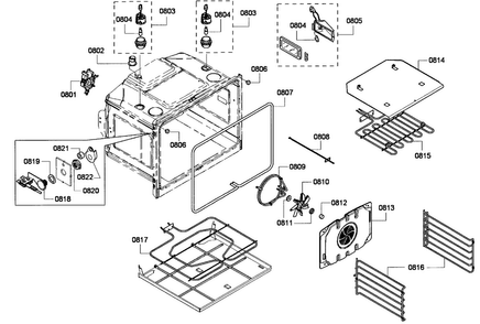 Oven Assy Diagram and Parts List for MEMCW301EP-03  Thermador Microwave
