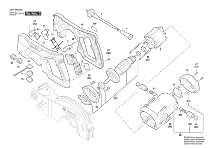 Section 2 Diagram and Parts List for GCM305-216D 3601M49070 Bosch Miter Saw