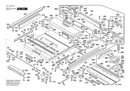 Diagram 1 Diagram and Parts List for GTS10XC 3 601 M30 431 Bosch Table Saw