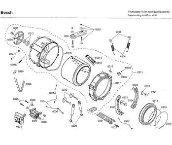 Tub Diagram and Parts List for WFMC4301UC 02 Bosch Washer