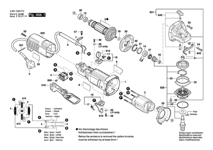 Page 1 Diagram and Parts List for GWS10-450PD 3601C96613 Bosch Angle Grinder