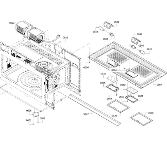 Motor Diagram and Parts List for HMV8052U 02 Bosch Microwave