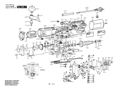 Section 1 Diagram and Parts List for 15827 0601582732 Bosch Jig Saw