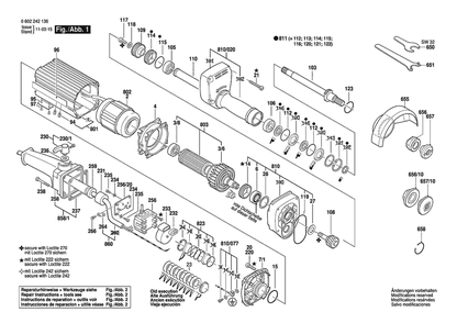 Section 1 Diagram and Parts List for 0602242136  Bosch Sander Grinder