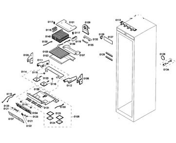 Cabinet Parts Diagram and Parts List for T24IF70NSP 99 Thermador Freezer