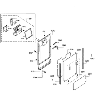 Door Diagram and Parts List for SPV5ES53UC 30 Bosch Dishwasher