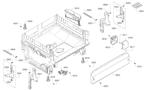 Base Assy Diagram and Parts List for SHE4AM16UC 05 Bosch Dishwasher