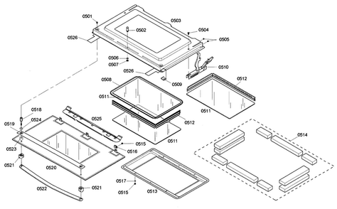 Door 1 Diagram and Parts List for HBN755AUC 02 Bosch Wall Oven