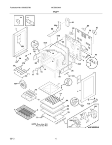Body 2 Diagram and Parts List for HES5053U9  Bosch Range