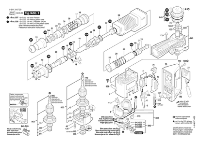 Section 1 Diagram and Parts List for GSH11E 0611316739 Bosch Demolition Hammer