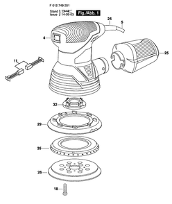 Bosch 7492 (F012749201) Diagram and Parts List for 7492 F012749201 Bosch Orbital or Palm Sander
