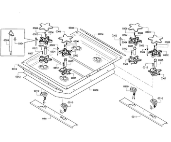 Burners Assy Diagram and Parts List for PRD304GHU 09 Thermador Range
