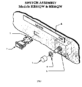 Switch Assembly Diagram and Parts List for HB36QW  Thermador Range Hood