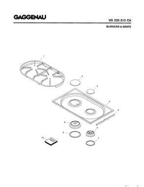 01 - BURNERS & GRATE Diagram and Parts List for VG232-212CA  Bosch Range