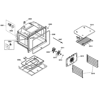Oven Assy Diagram and Parts List for HBL3460UC 03 Bosch Wall Oven