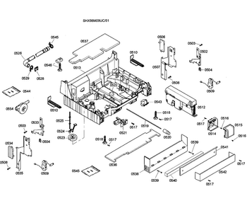 Base Assy Diagram and Parts List for SHX98M09UC 51 Bosch Dishwasher