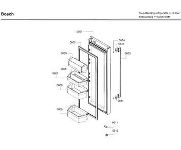 Door Asy Diagram and Parts List for B26FT70SNS 08 Bosch Refrigerator