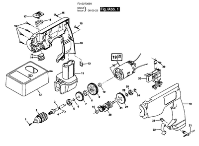 Bosch Hd2736type4 (F012273699) Diagram and Parts List for HD2736 (TYPE 4)(F012273699) Bosch Cordless Drill