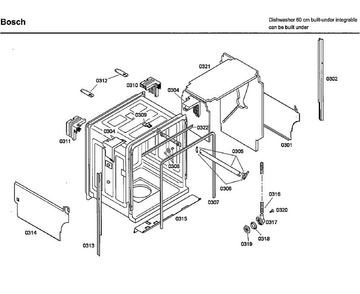 Frame Diagram and Parts List for SHX46L15UC 50 Bosch Dishwasher