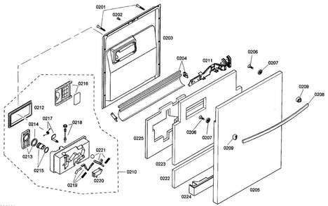 Door Assy Diagram and Parts List for SHX45M06UC 48 Bosch Dishwasher