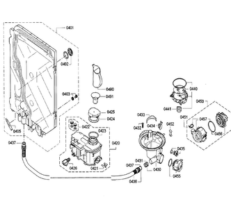 Pump Diagram and Parts List for SGE68U55UC A5 Bosch Dishwasher