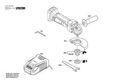 Section 2 Diagram and Parts List for 3601J3A300  Bosch Angle Grinder