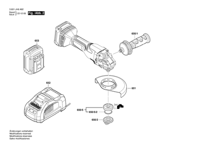 Diagram 2 Diagram and Parts List for GWS18V-15P 3 601 JH6 A82 Bosch Angle Grinder