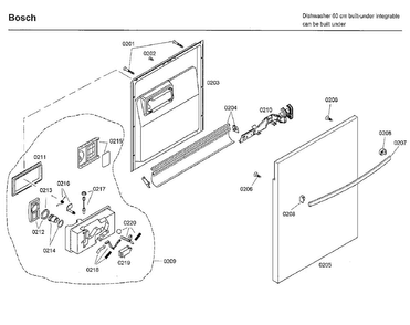 Door Diagram and Parts List for SHX33A02UC 22 Bosch Dishwasher