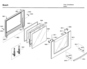 Door Asy Diagram and Parts List for HBL5760UC 09 Bosch Microwave