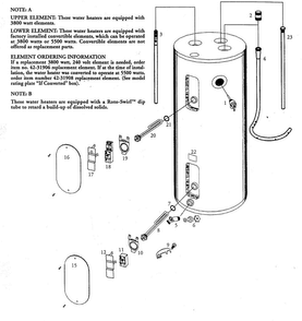 Water Heater Diagram and Parts List for 153321540  Kenmore Water Heater