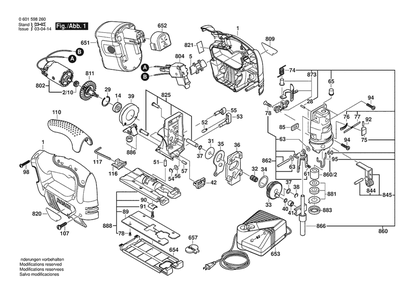 Section 1 Diagram and Parts List for GST24VNICD 0601598360 Bosch Jig Saw