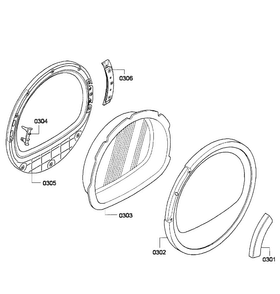 Door Diagram and Parts List for WTV76100US 09 Bosch Dryer