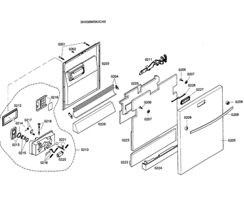 Door Assy Diagram and Parts List for SHX98M09UC 49 Bosch Dishwasher