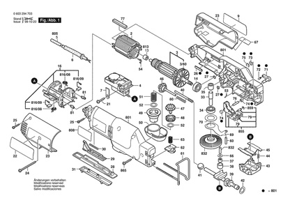 Section 1 Diagram and Parts List for PMS400PE 0603294734 Bosch Saw