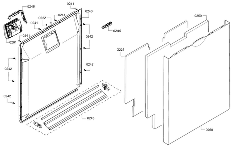 Door Diagram and Parts List for SHS5AV52UC 01 Bosch Dishwasher